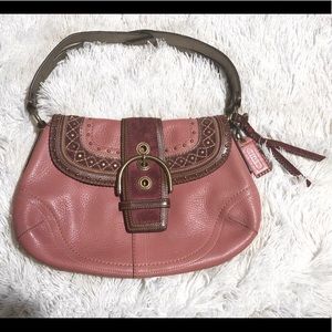 Coach Soho Leather and Suede Stitch Flap Bag
